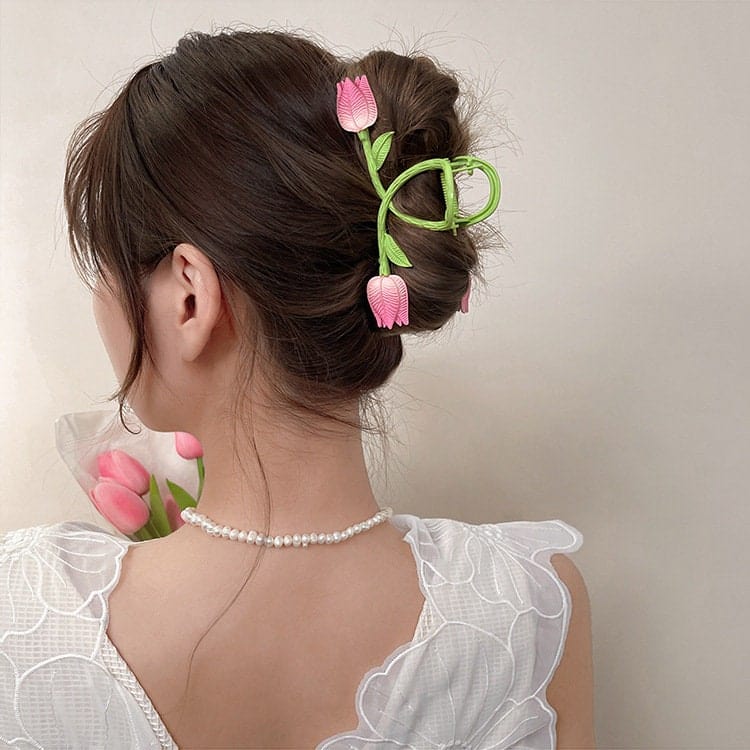 Charming Handmade Colorful Tulip Chignon Claw Clip Hair Clip