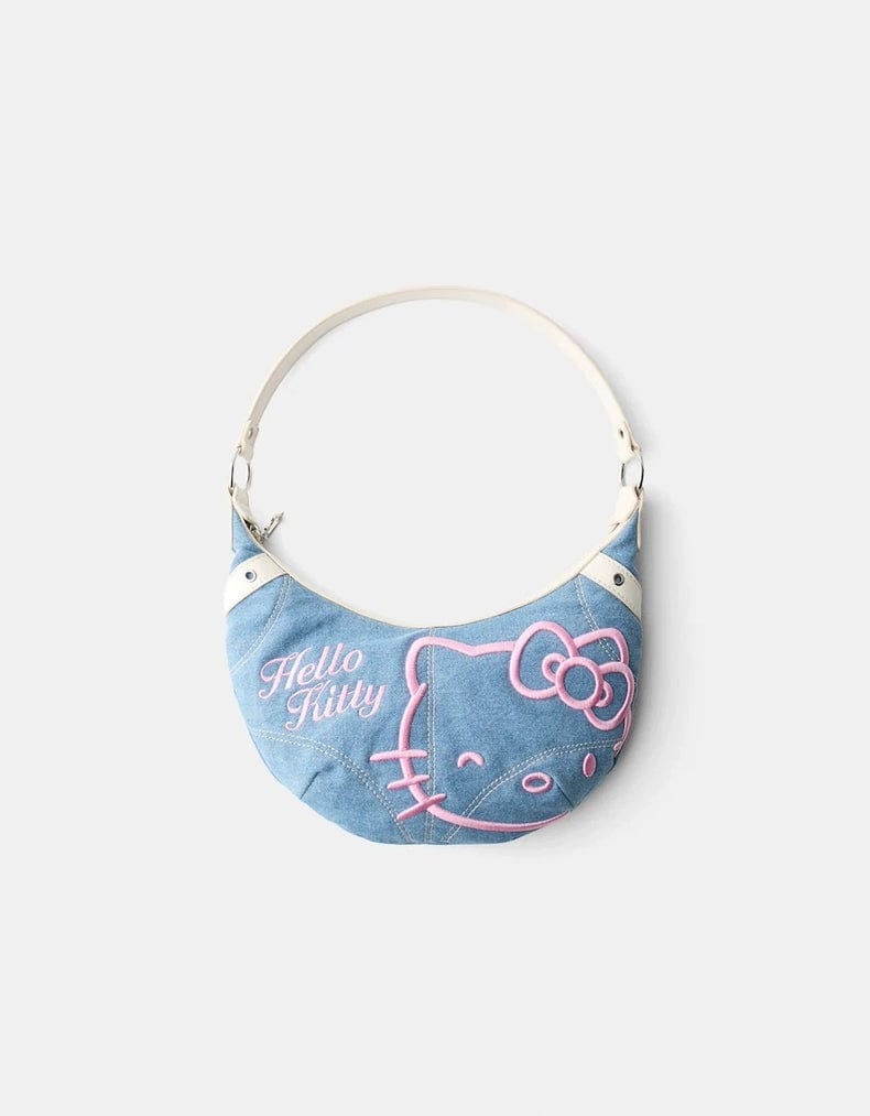 Kawaii Blue Kitty Denim Shoulder Bag SK491