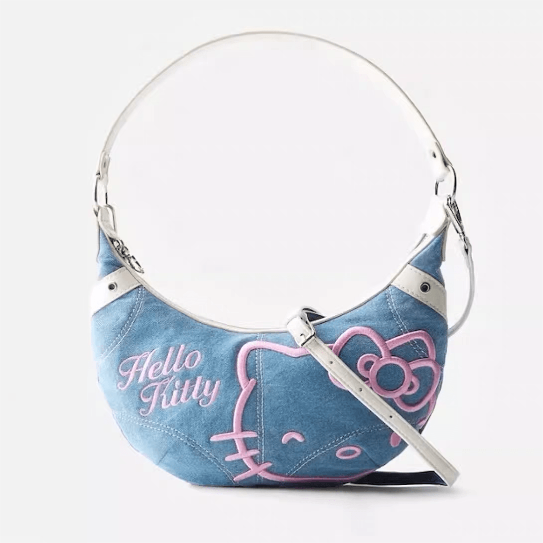 Kawaii Blue Kitty Denim Shoulder Bag SK491
