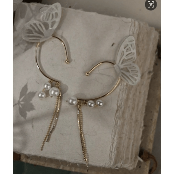 Chic Hollow Butterfly Pearl Ear Cuff Wrap Earring