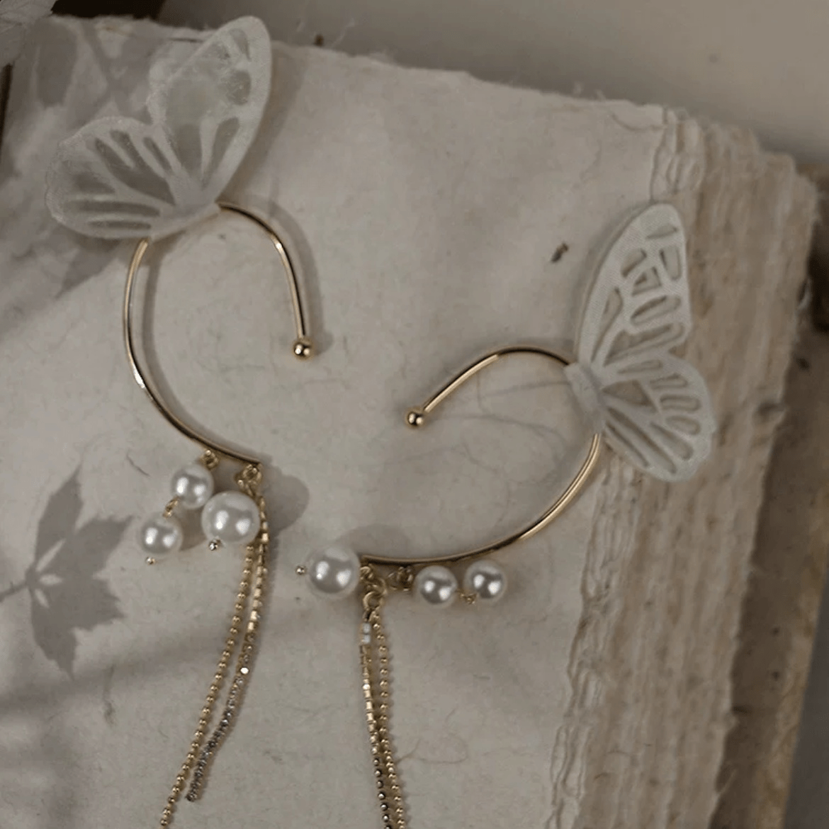 Chic Hollow Butterfly Pearl Ear Cuff Wrap Earring
