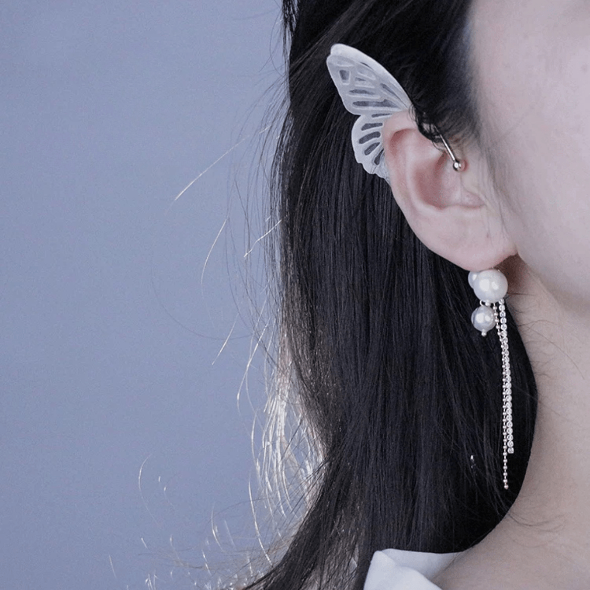 Chic Hollow Butterfly Pearl Ear Cuff Wrap Earring
