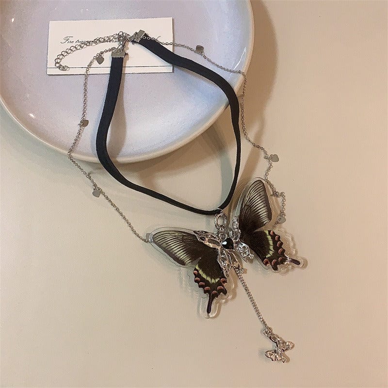 Elastische Oberschenkelkette mit Schmetterlings-Motiv, schwarz