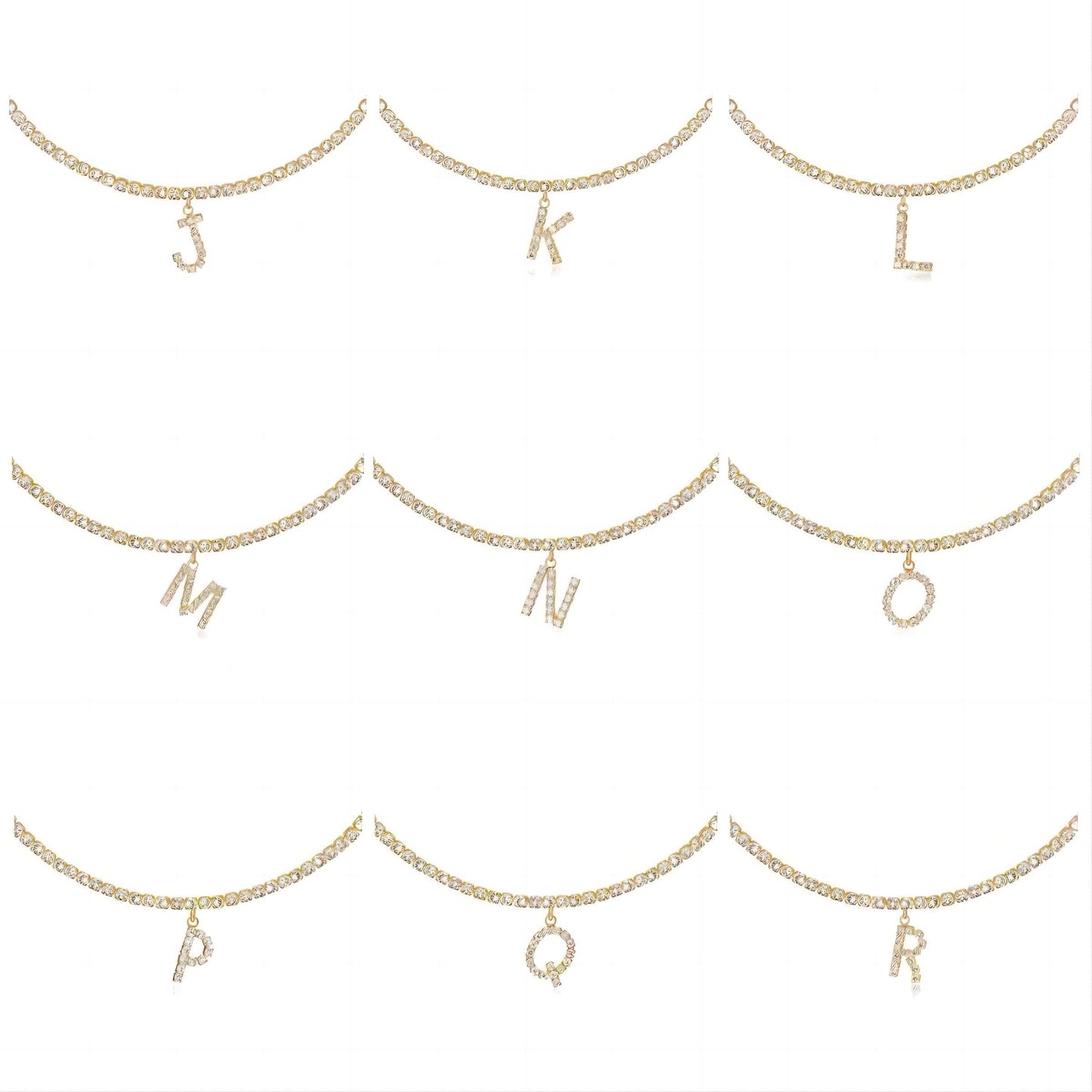 Ensemble de colliers à lettres initiales en forme de papillon et strass superposés