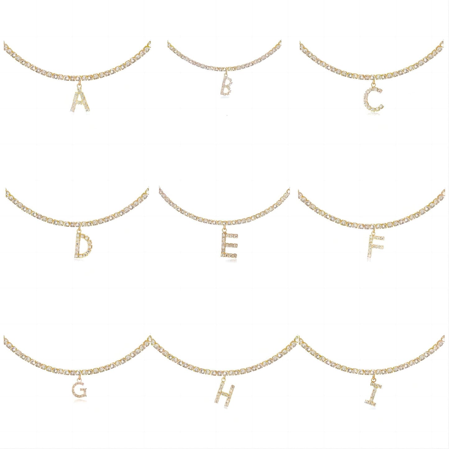 Ensemble de colliers à lettres initiales en forme de papillon et strass superposés