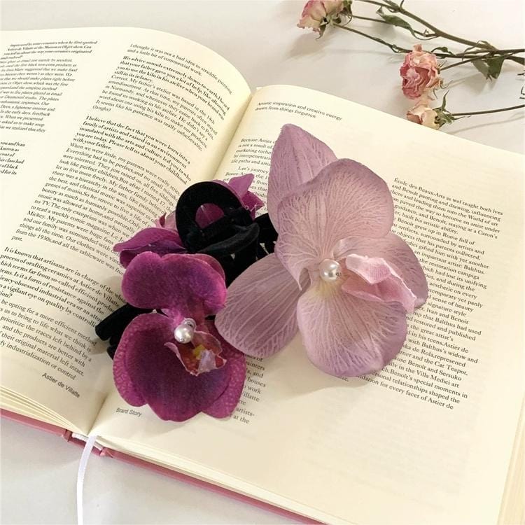 Haarspange mit Blumen-Klammer in Lila