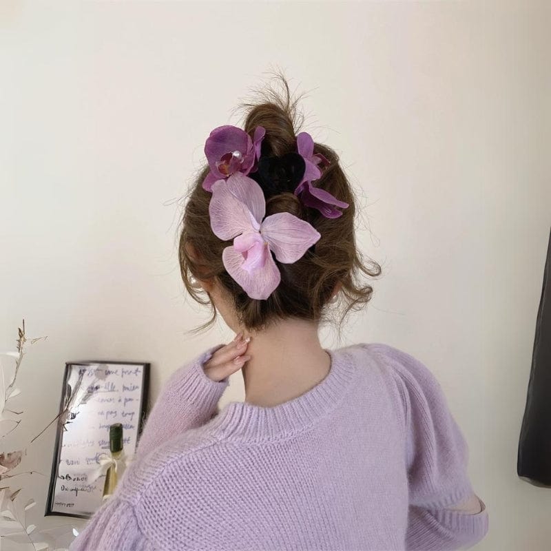 Haarspange mit Blumen-Klammer in Lila