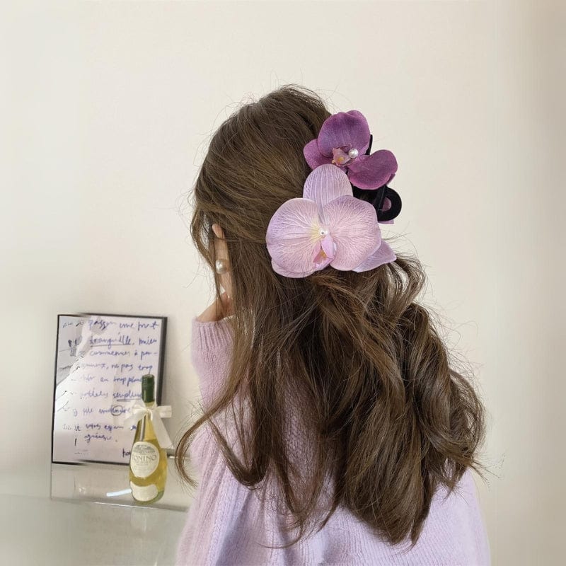 Haarspange mit Blumen-Klammer in Lila