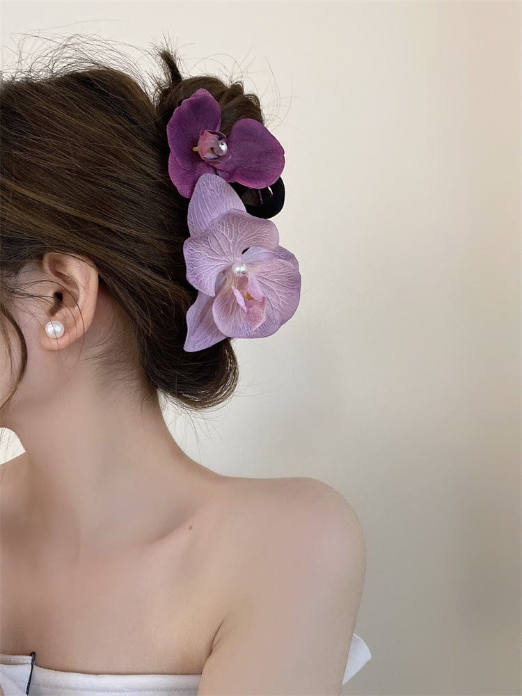 Haarspange mit Blumen-Klammer in Lila