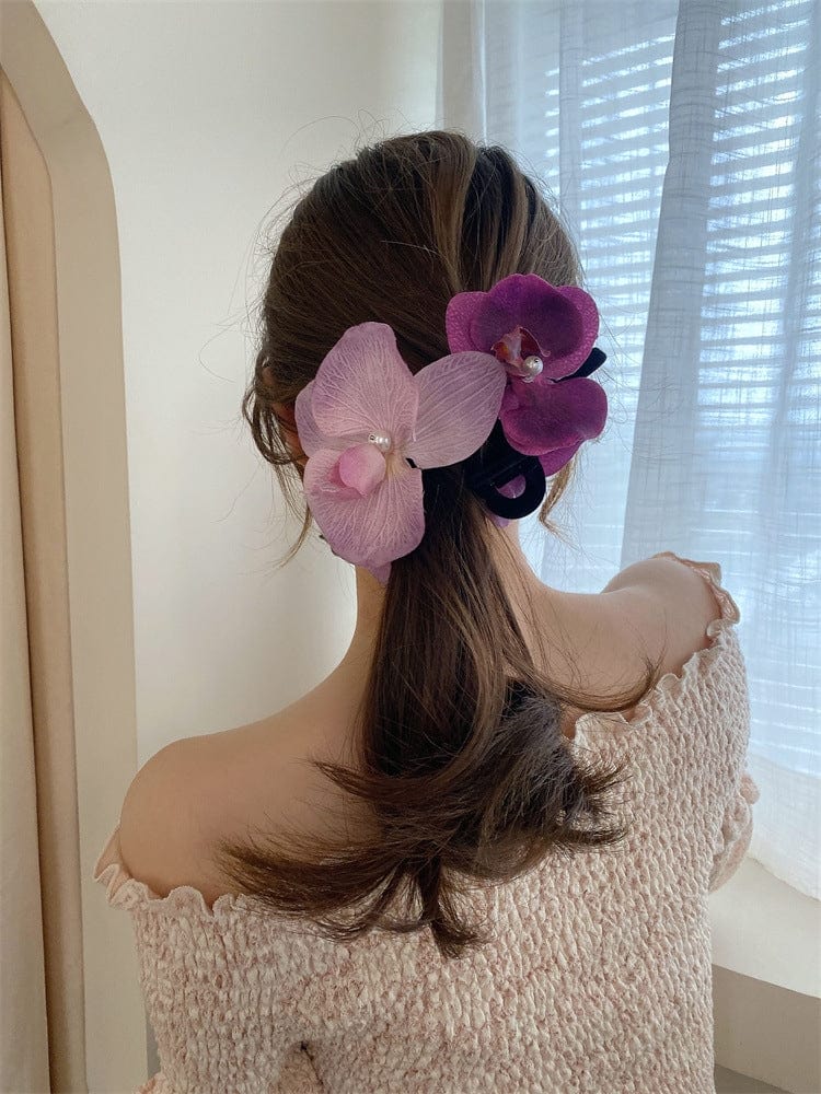 Haarspange mit Blumen-Klammer in Lila