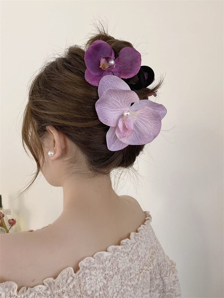 Haarspange mit Blumen-Klammer in Lila