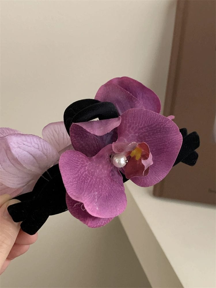 Haarspange mit Blumen-Klammer in Lila