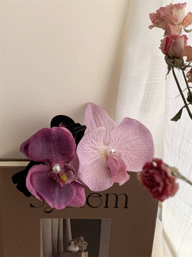 Haarspange mit Blumen-Klammer in Lila