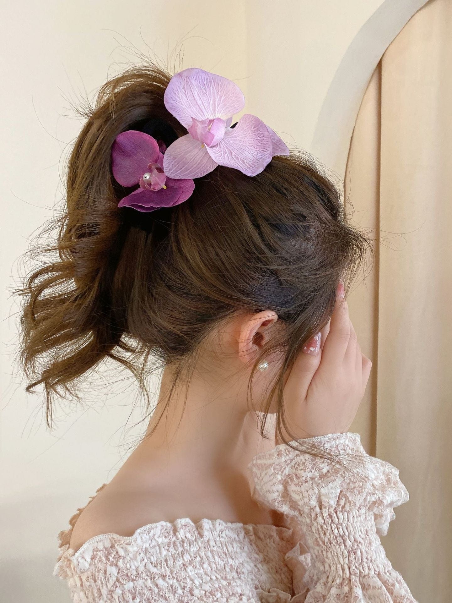 Haarspange mit Blumen-Klammer in Lila