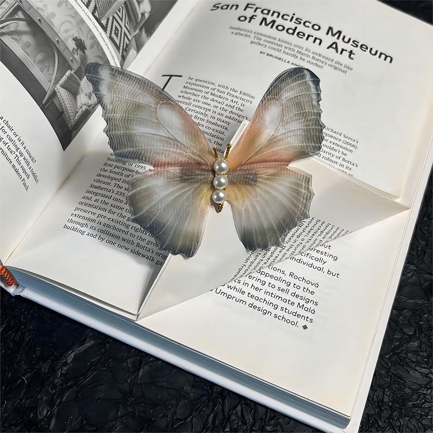 Haarspange mit Schmetterling und Perlenanhänger