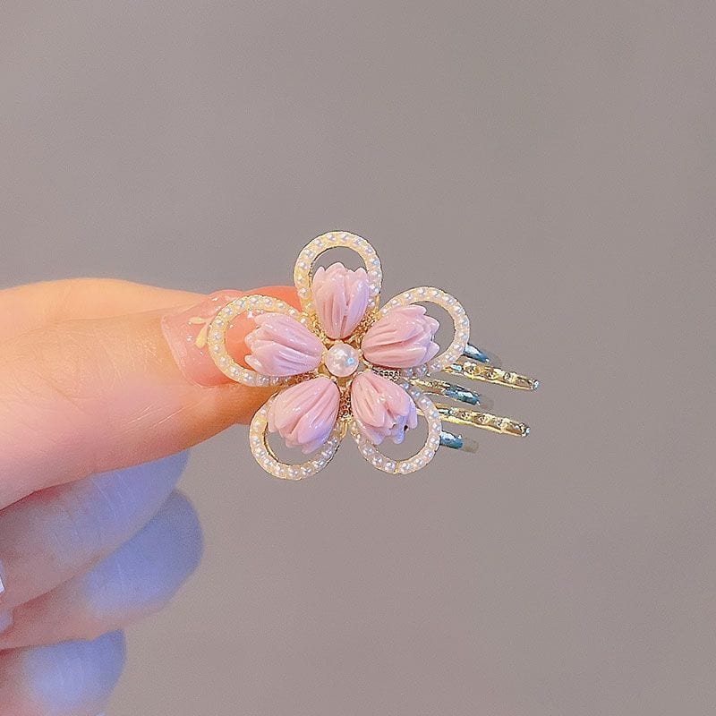 Pince à cheveux chic en forme de fleur de perle
