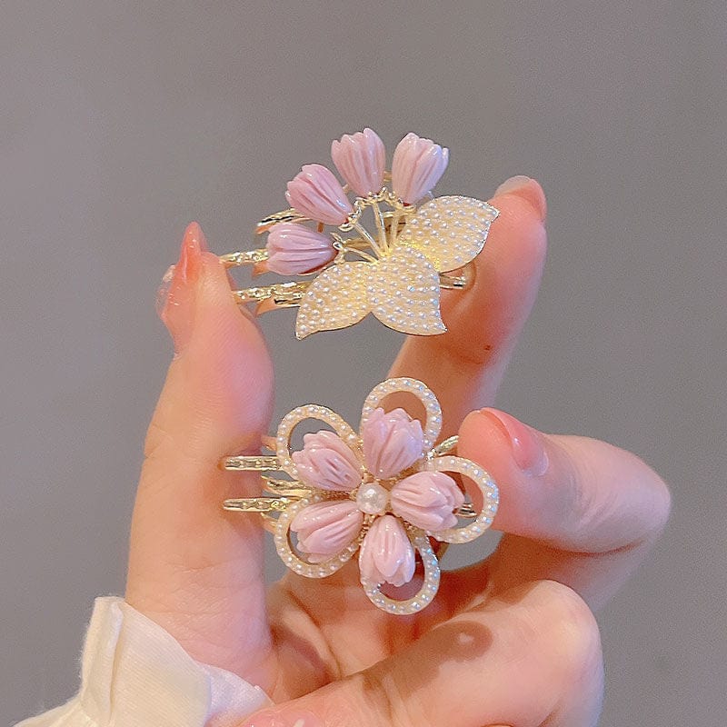 Pince à cheveux chic en forme de fleur de perle