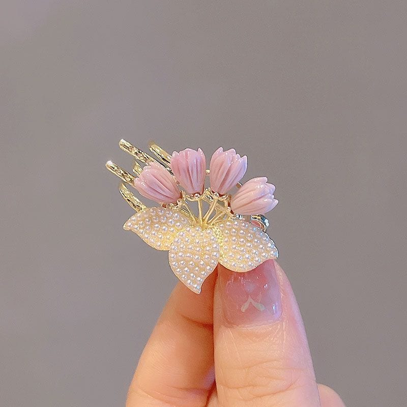 Pince à cheveux chic en forme de fleur de perle