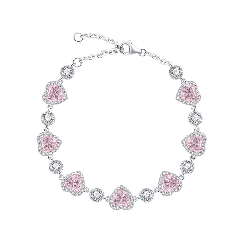Trendy Chic Pink Crystal Heart Bracelet