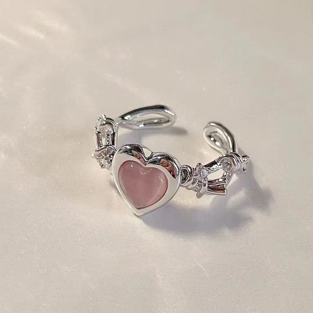 Chic Pink Opal Heart Ring