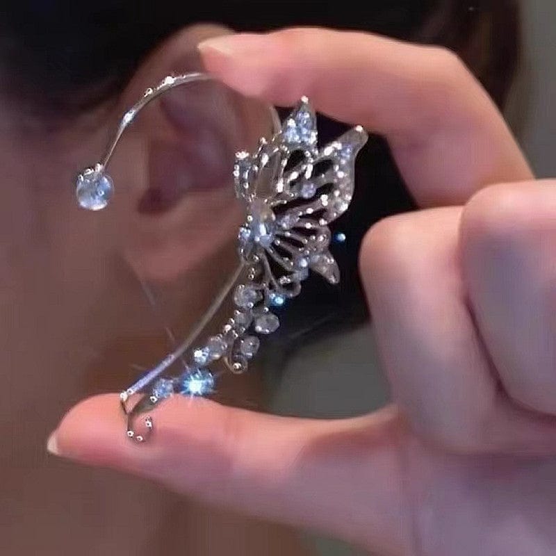 Elegant Rhinestone Butterfly Ear Cuff