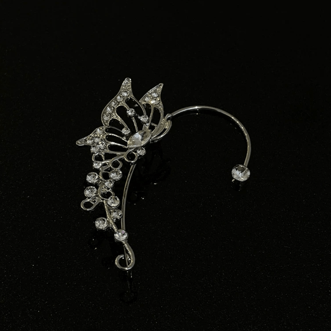 Elegant Rhinestone Butterfly Ear Cuff