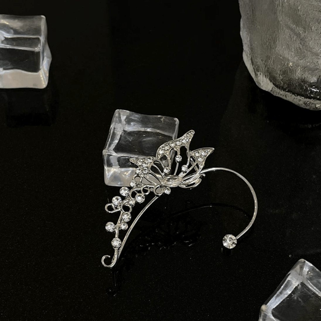 Elegant Rhinestone Butterfly Ear Cuff