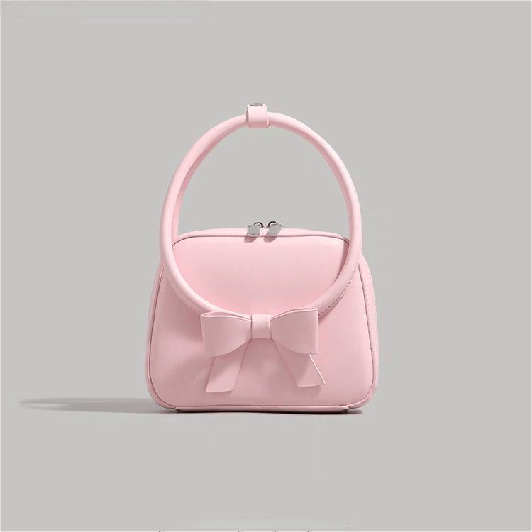 Pink Bowknot Leather Shoulder Bag