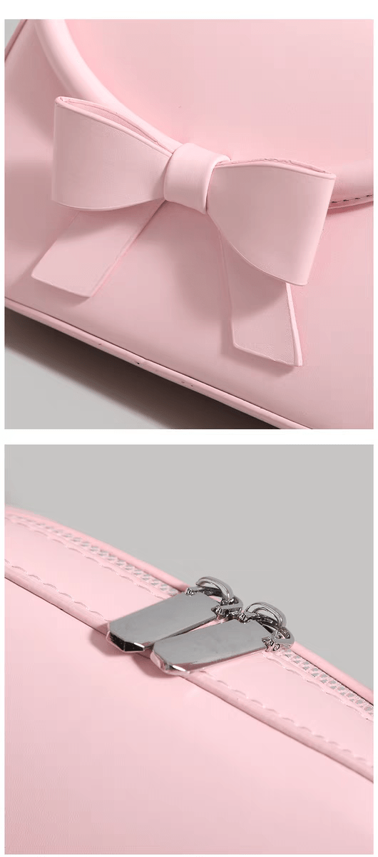Pink Bowknot Leather Shoulder Bag