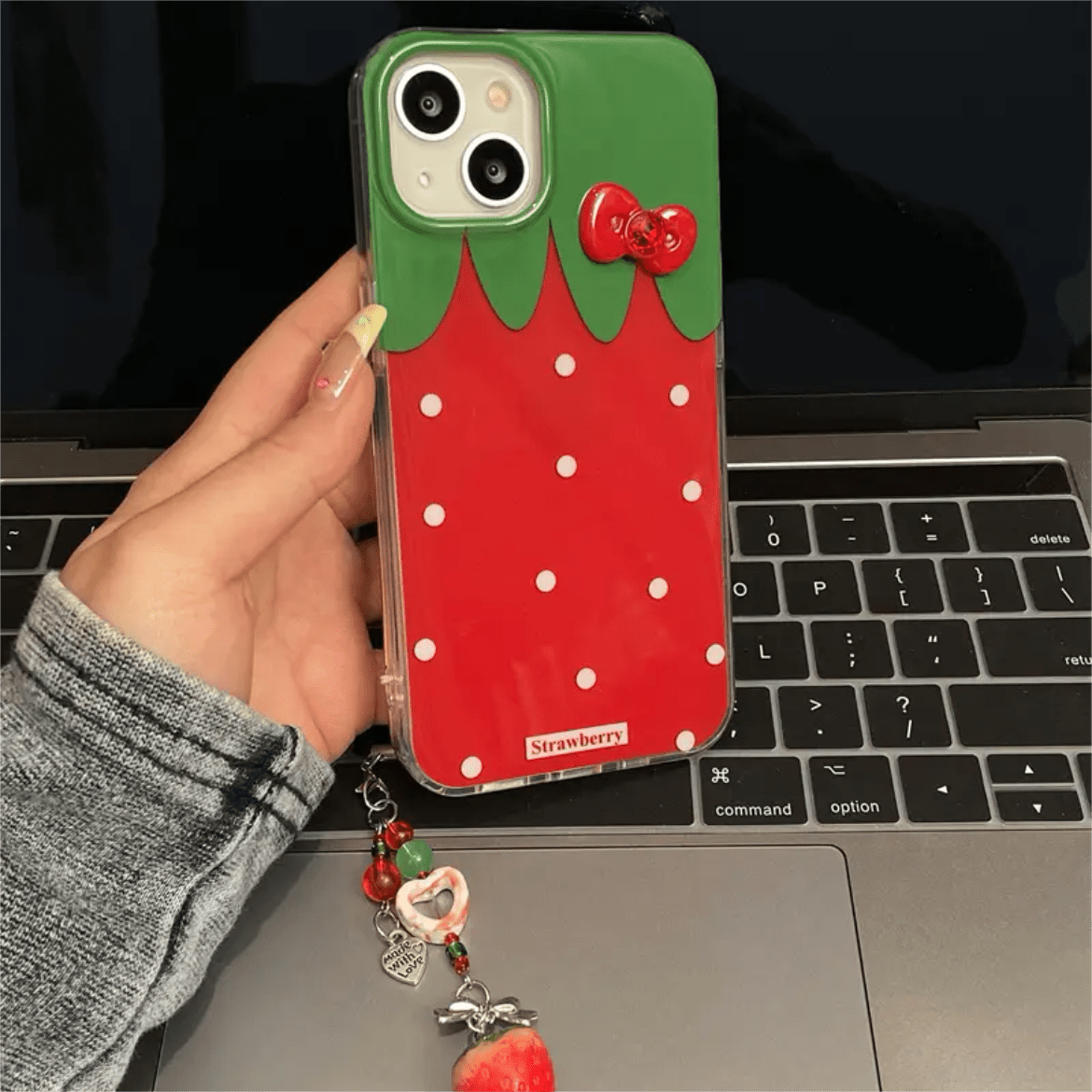 Strawberry Crystal Bowknot iPhone Case