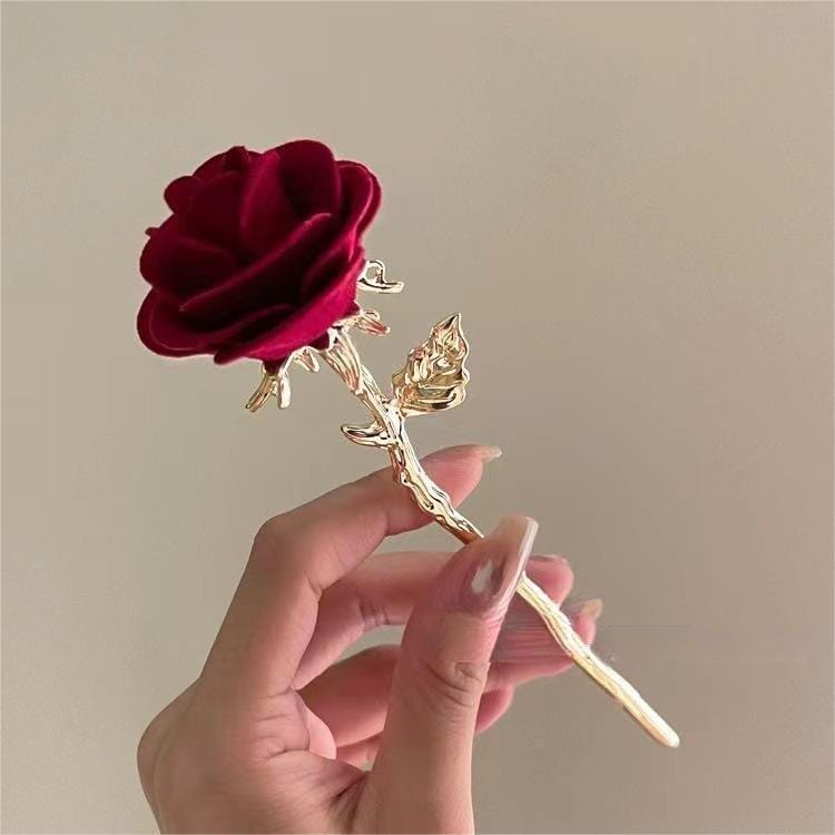 Elegante Samt Rose Chignon Haargabel Haarnadel