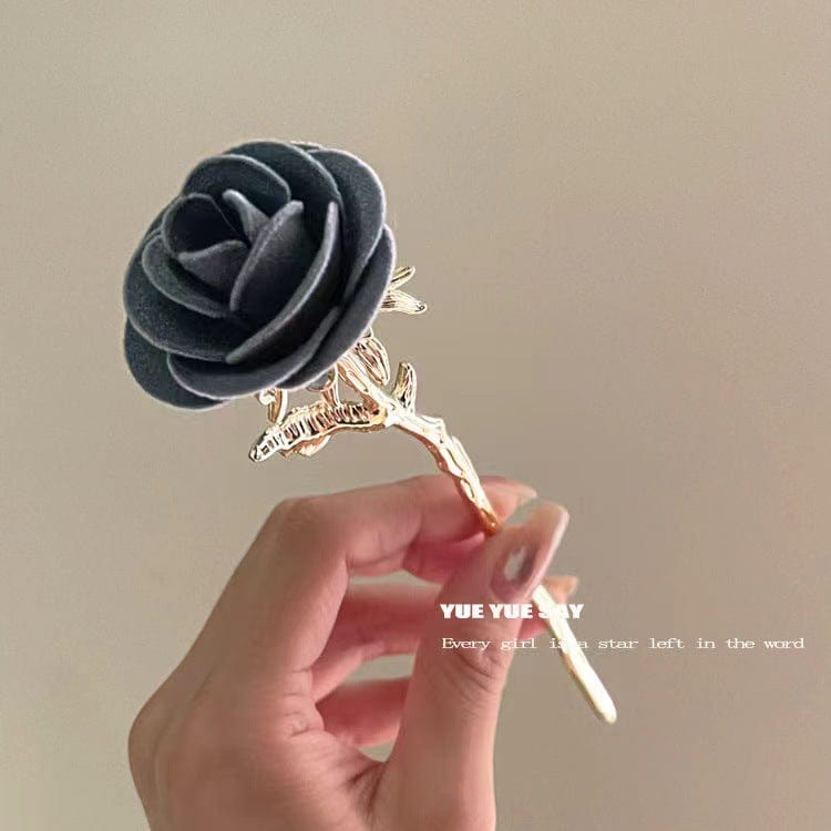 Elegante Samt Rose Chignon Haargabel Haarnadel