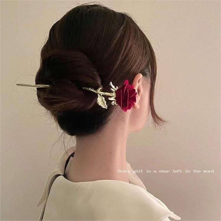 Elegante Samt Rose Chignon Haargabel Haarnadel