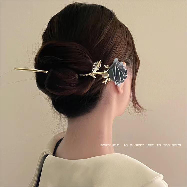 Elegante Samt Rose Chignon Haargabel Haarnadel