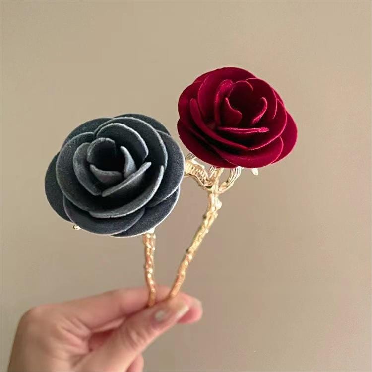 Elegante Samt Rose Chignon Haargabel Haarnadel