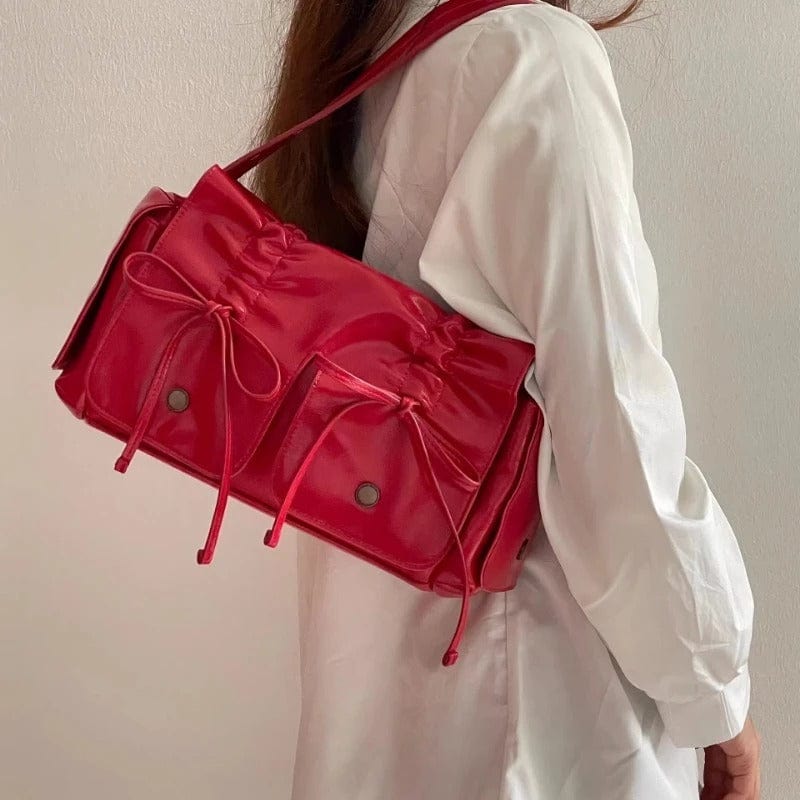 Colorful Ribbon Shoulder Leather Shoulder Bag