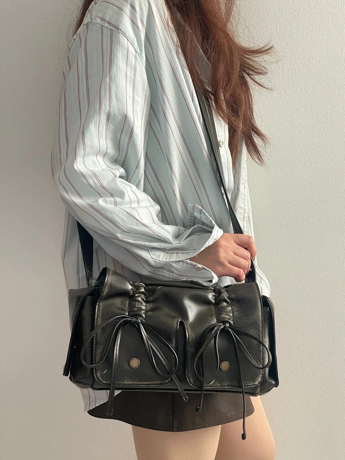 Colorful Ribbon Shoulder Leather Shoulder Bag