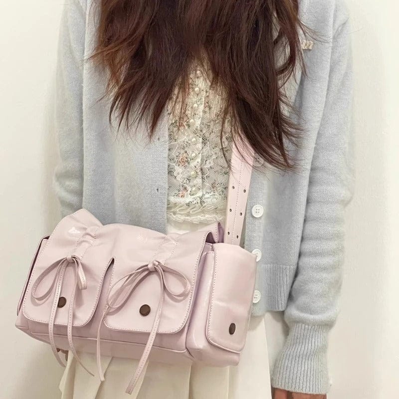 Colorful Ribbon Shoulder Leather Shoulder Bag