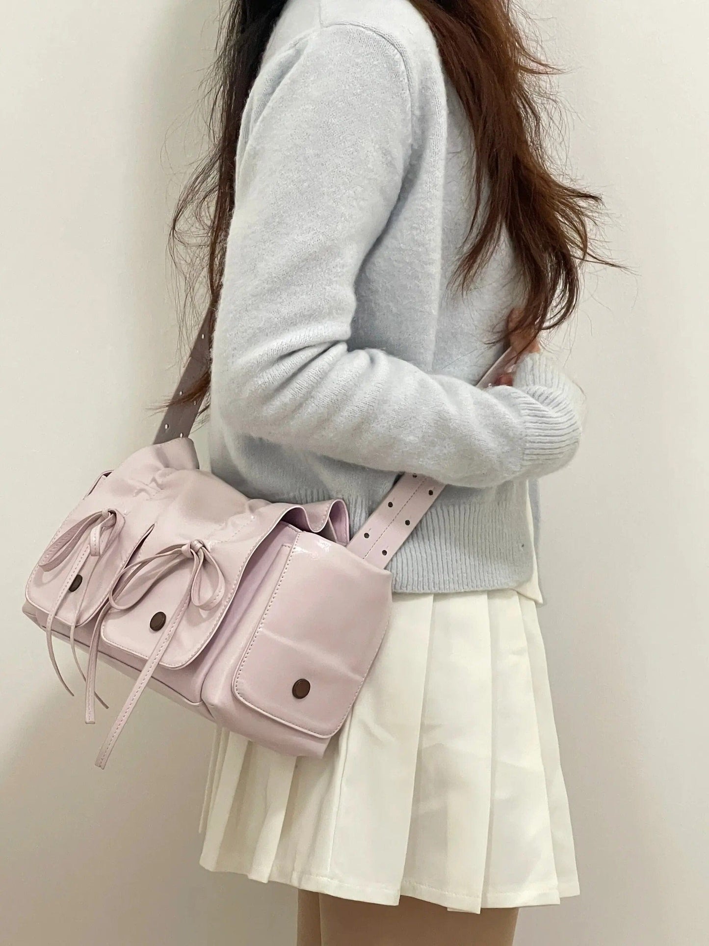 Colorful Ribbon Shoulder Leather Shoulder Bag