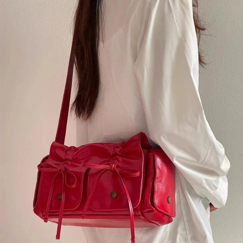 Colorful Ribbon Shoulder Leather Shoulder Bag