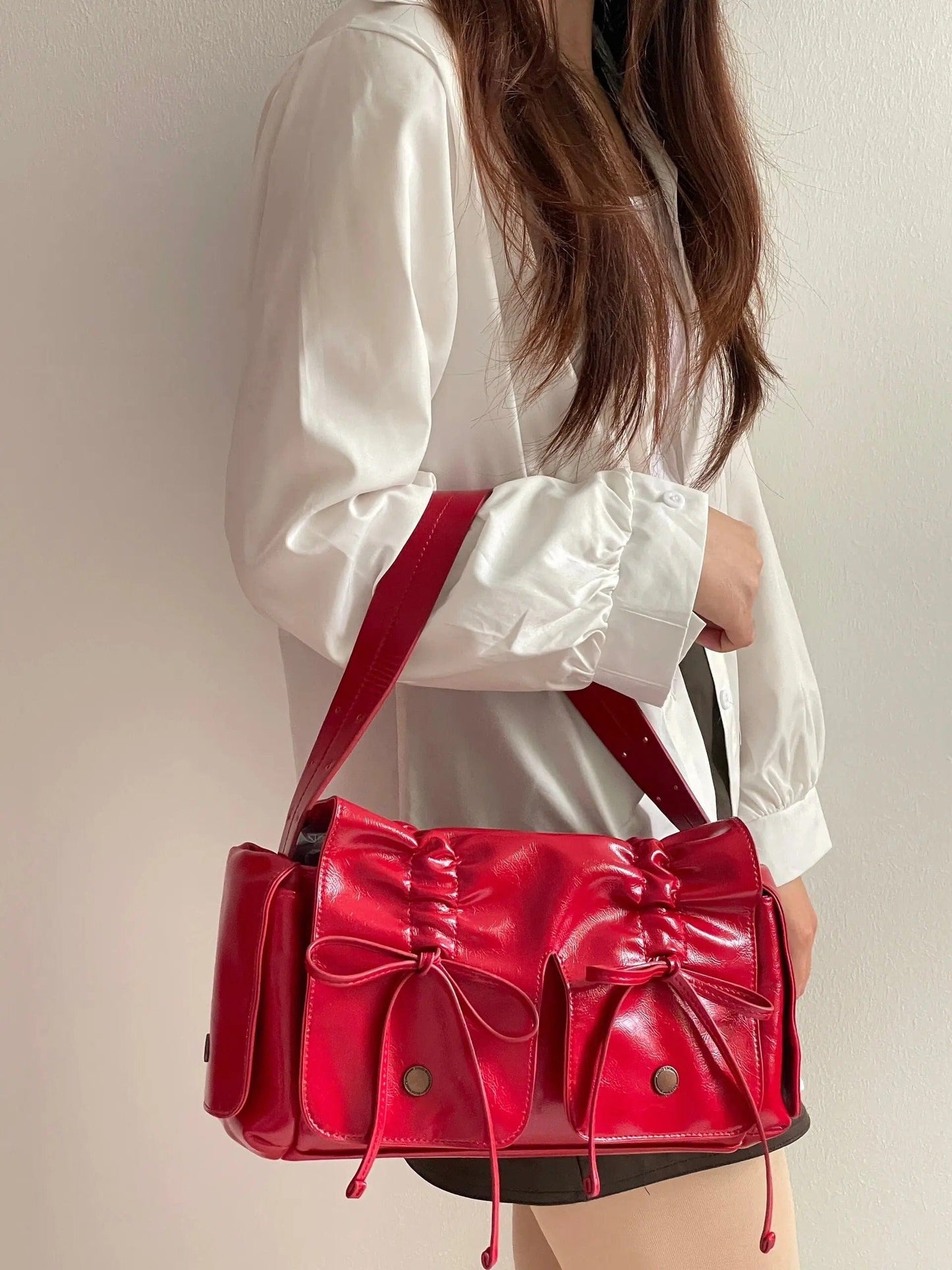Colorful Ribbon Shoulder Leather Shoulder Bag