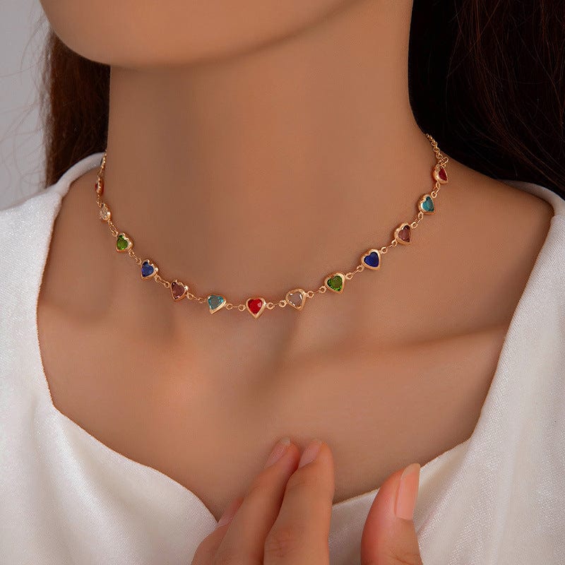 Colorful Heart Chain Necklace