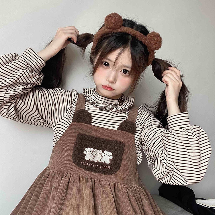 Corduroy teddy overall dress - brown dress - cord - cords - corduroy - cute