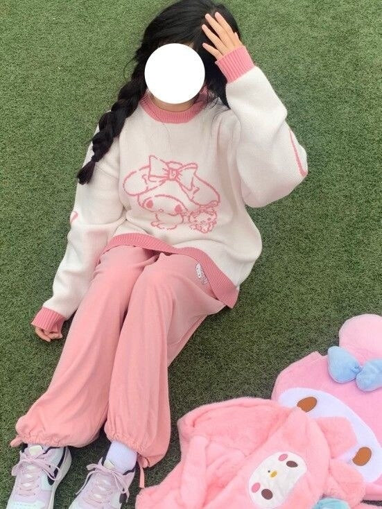 Cozy melo & cinna knit pullovers - cardigan - cat sweater - cinnamoroll - knit