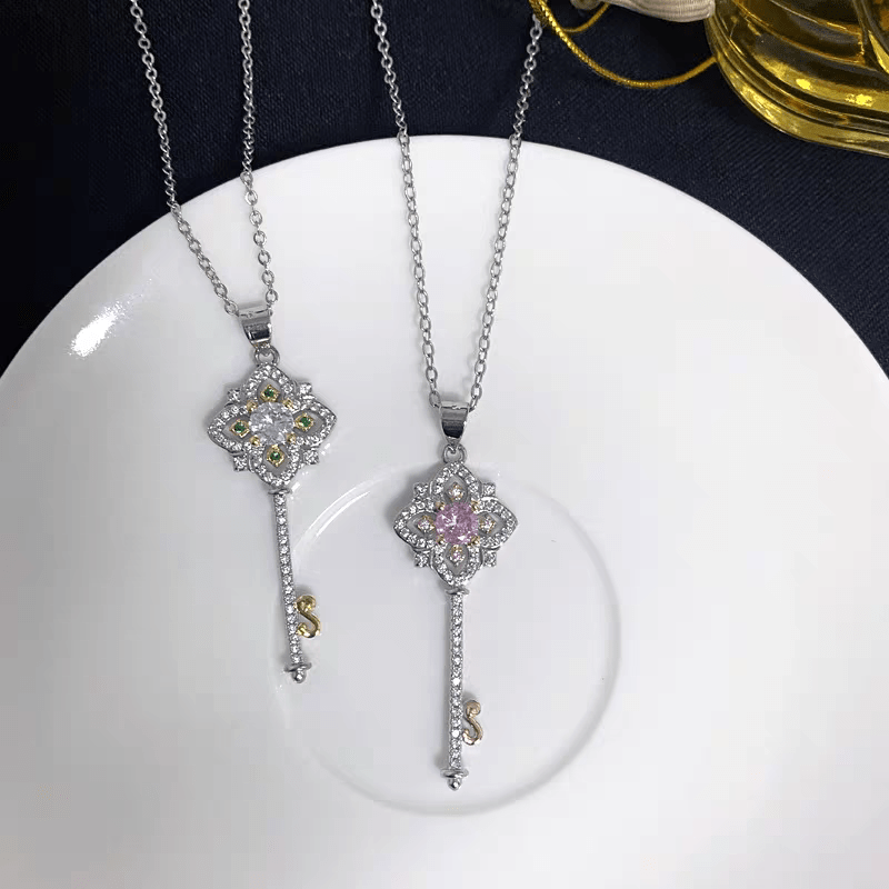 Floral Key Pendant Necklace