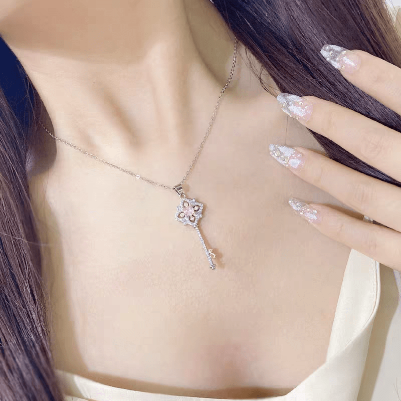 Floral Key Pendant Necklace