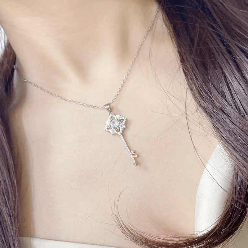 Floral Key Pendant Necklace