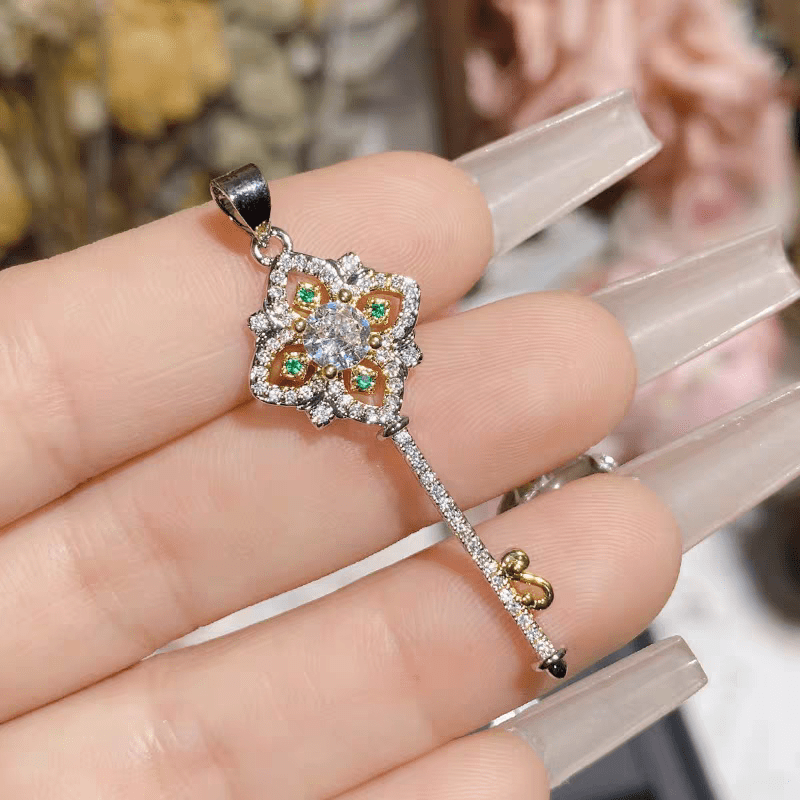 Floral Key Pendant Necklace