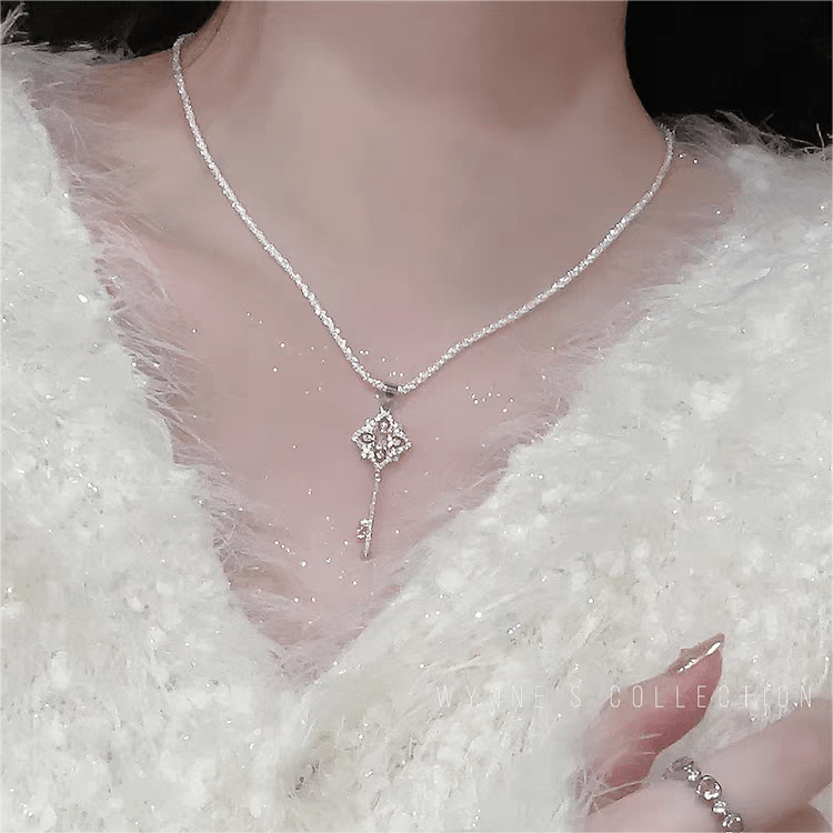 Floral Key Pendant Necklace