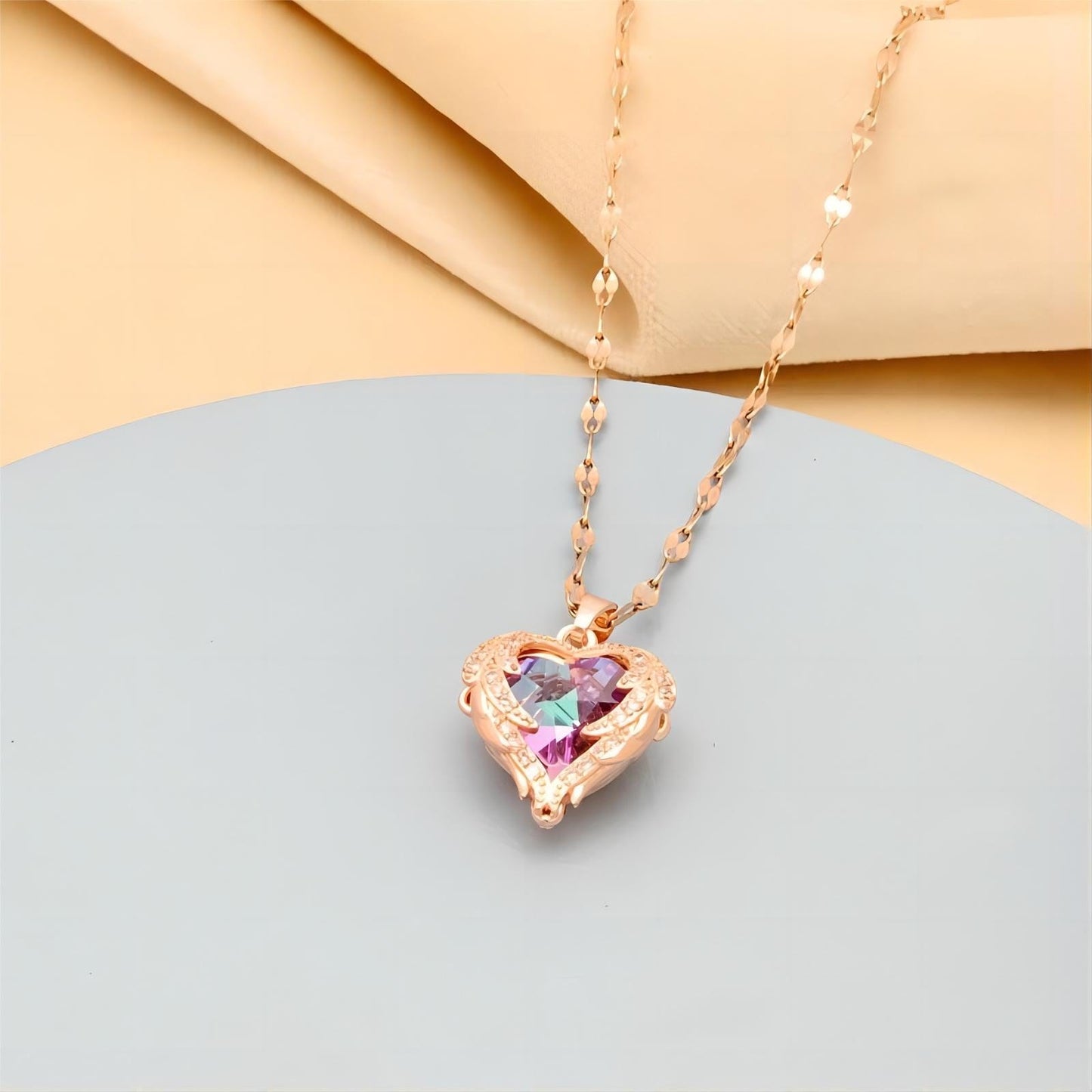 Crystal Ocean Heart Pendant Necklace